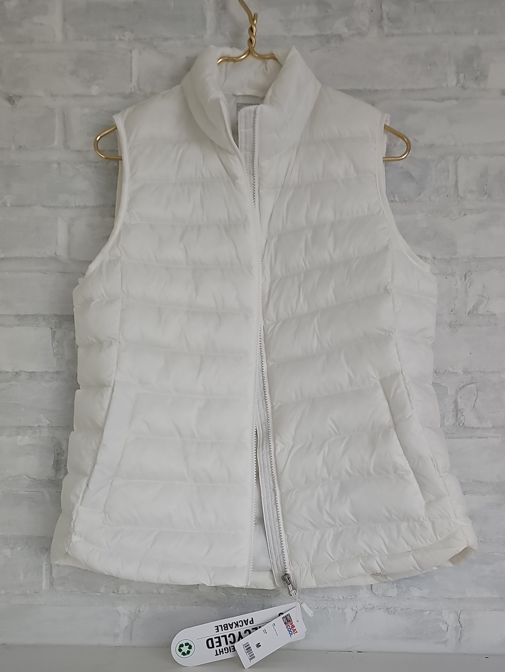 32 Degrees White Quilted Packable Puffer Vest Size Medium